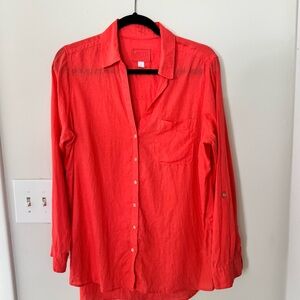 Sigrid Olsen Vibrant Orange Linen Shirt